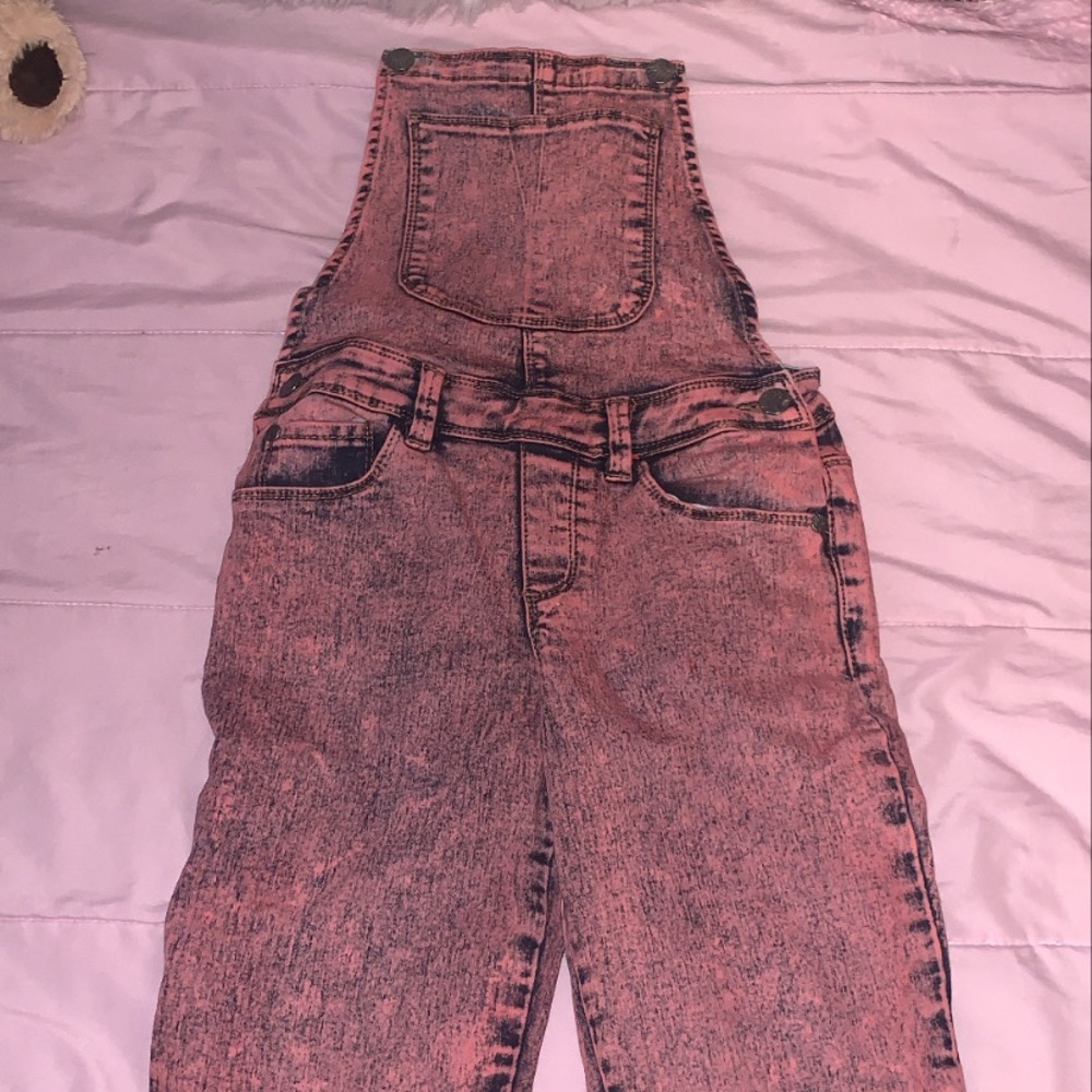 pink denim jean overalls